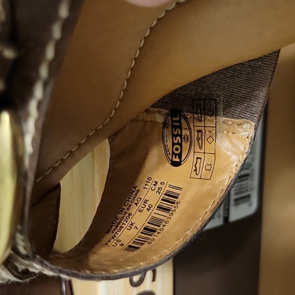 Fossil Maxine brown leather wedge sandals - Picture 5 of 7